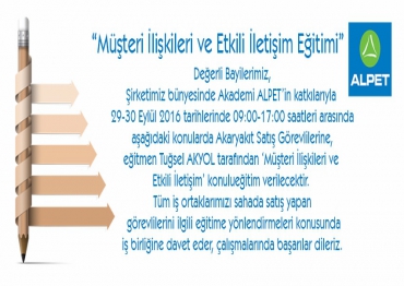 ALPET AKADEMİ MÜŞTERİ İLİŞKİLERİ VE ETKİLİ İLETİŞİM EĞİTİMİ DÜZENLİYOR!